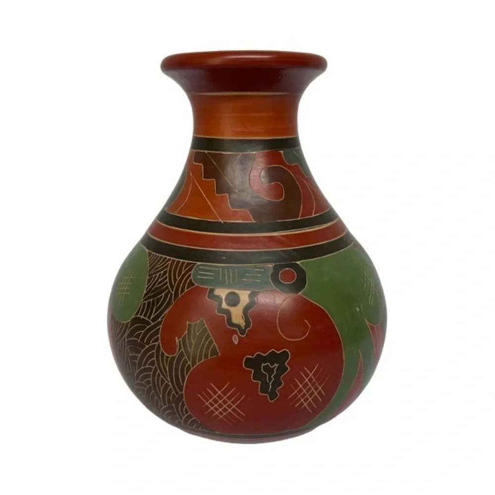 Nicaraguan San Juan de Oriente Art Clay Pottery Clay Hand Painted. Circa 1980’s